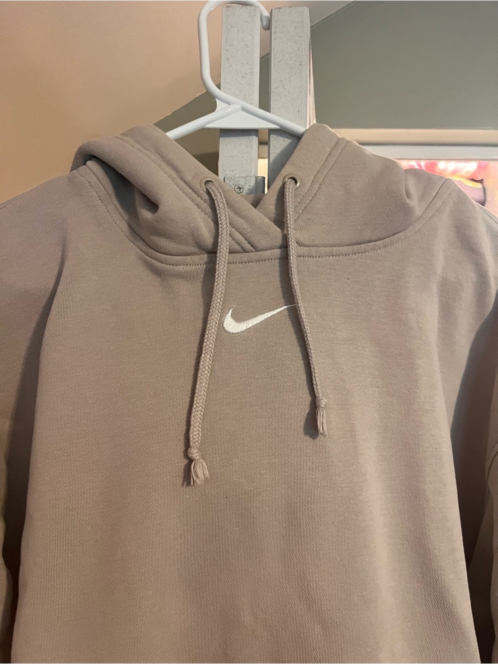 Nike Men’s Crewneck Hoodie - Taupe with White Swoosh
